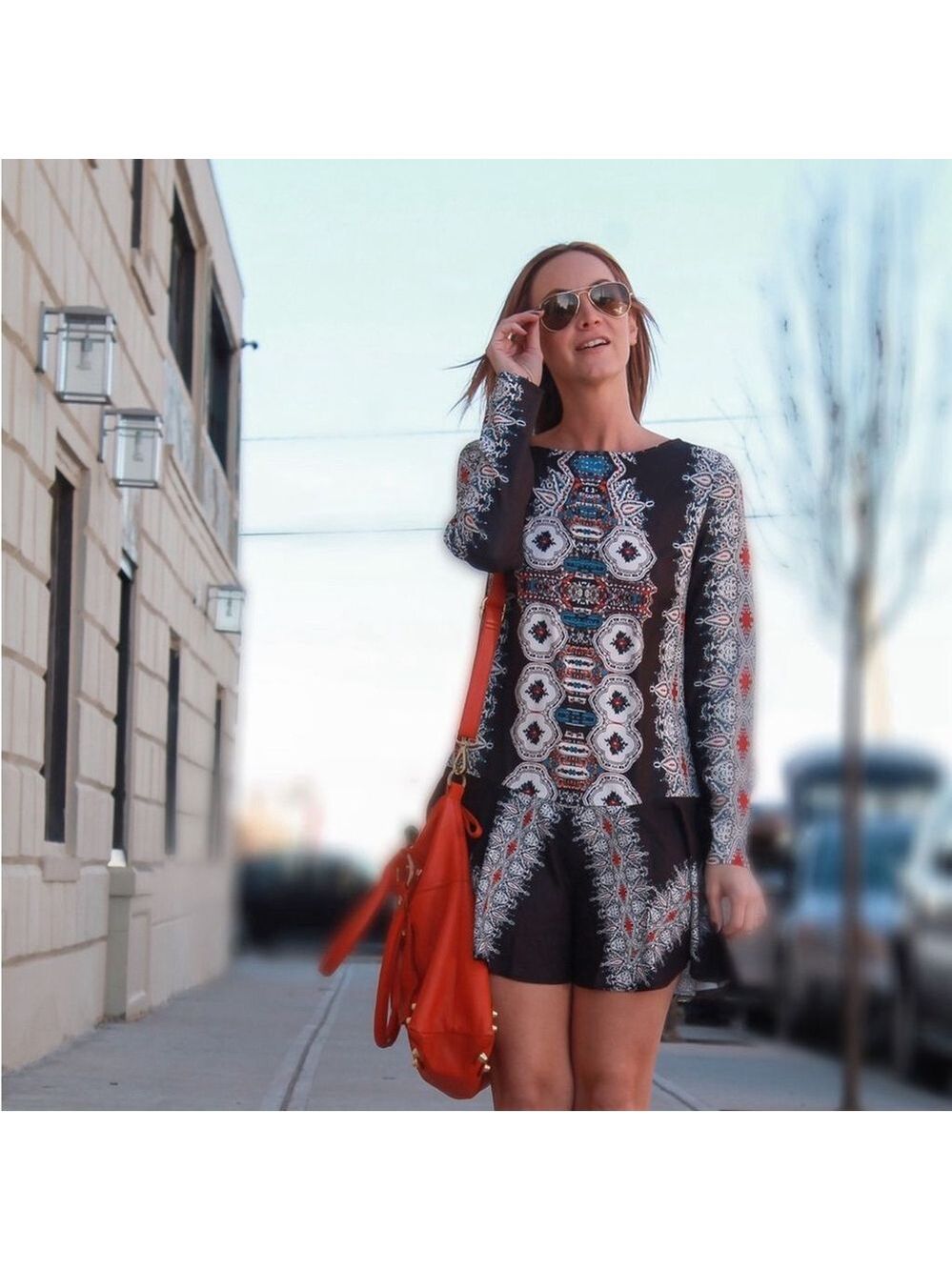 Boho Tribal Print Long Sleeve Mini Dress
